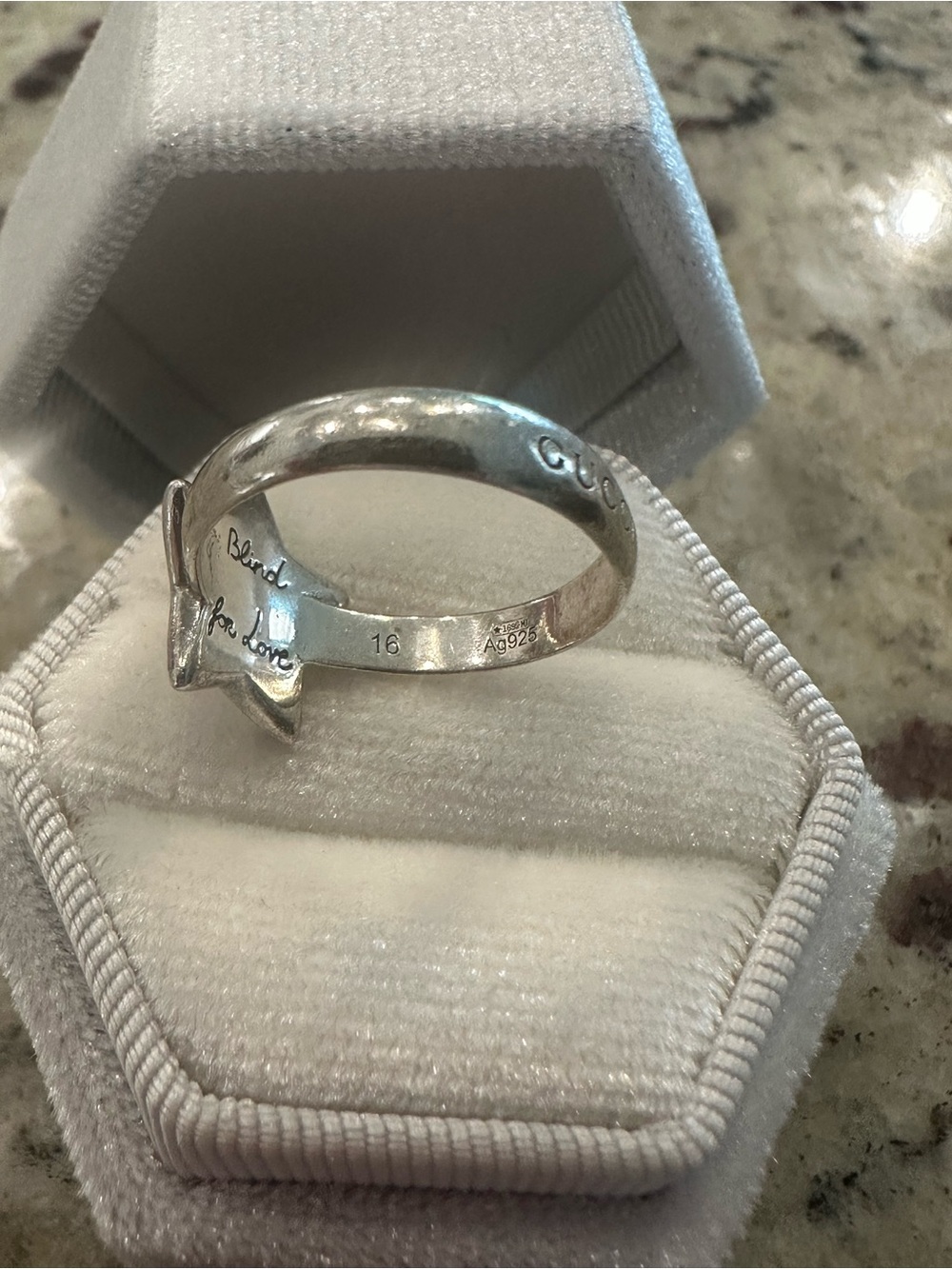 Gucci Sterling Silver Blind For Love Star Cat Ring - Picture 5 of 9